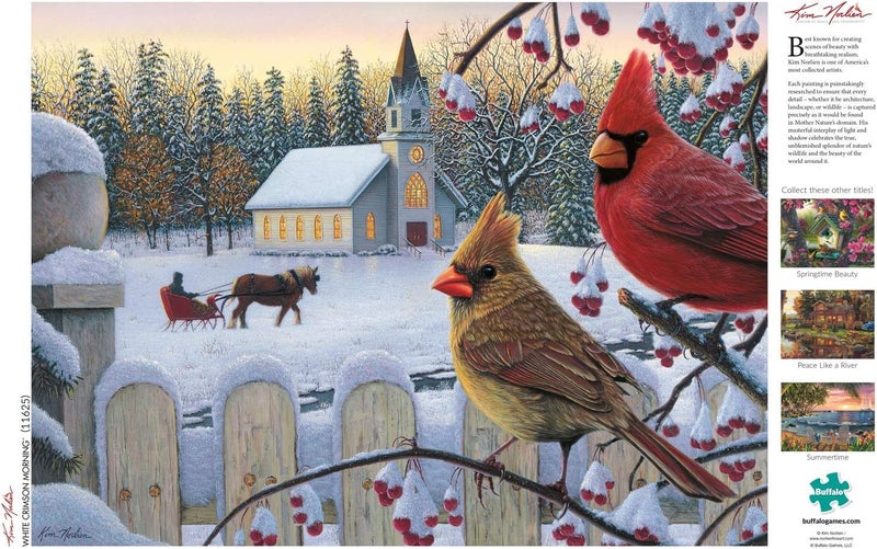 Buffalo Games â€“ Kim Norlien - White Crimson Morning - 1000 Piece Christmas Jigsaw Puzzle - Festive Holiday Puzzle for Adults â€“ Precision-Cut Pieces, Winter Artwork, and Hours of Fun - Image 5